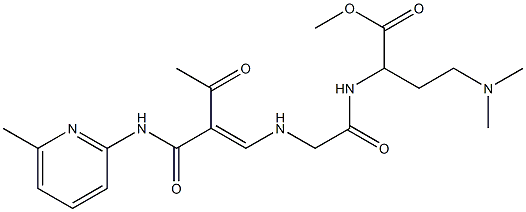 4-(Dimethylamino)-2-[2-[[2-acetyl-3-[(6-methyl-2-pyridinyl)amino]-3-oxo-1-propenyl]amino]acetylamino]butanoic acid methyl ester 结构式