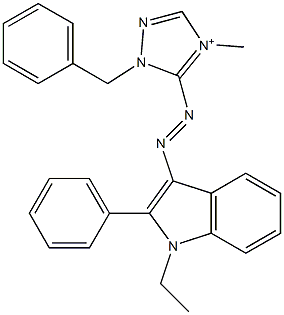 1-Benzyl-4-methyl-5-[(1-ethyl-2-phenyl-1H-indol-3-yl)azo]-1H-1,2,4-triazol-4-ium 结构式