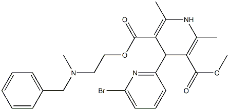 4-(6-Bromopyridin-2-yl)-1,4-dihydro-2,6-dimethylpyridine-3,5-dicarboxylic acid 3-methyl 5-[2-(N-methyl-N-benzylamino)ethyl] ester 结构式