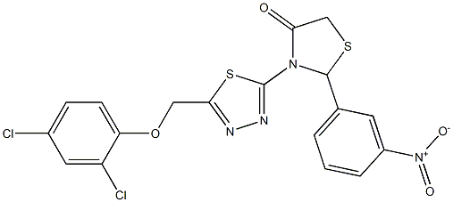 3,5-Dihydro-3-[5-[(2,4-dichlorophenoxy)methyl]-1,3,4-thiadiazol-2-yl]-2-[3-nitrophenyl]thiazol-4(2H)-one 结构式