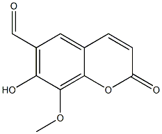 2-Oxo-7-hydroxy-8-methoxy-2H-1-benzopyran-6-carbaldehyde 结构式