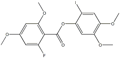 2-Fluoro-4,6-dimethoxybenzoic acid 2-iodo-4,5-dimethoxyphenyl ester 结构式