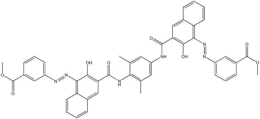 1,4-Bis[1-[[3-(methoxycarbonyl)phenyl]azo]-2-hydroxy-3-naphthoylamino]-2,6-dimethylbenzene 结构式