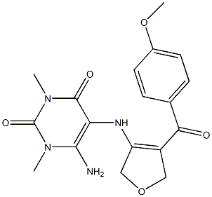 6-Amino-5-[[2,5-dihydro-4-(4-methoxybenzoyl)furan]-3-ylamino]-1,3-dimethyluracil 结构式