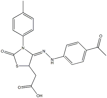 4-[2-(p-Acetylphenyl)hydrazono]-2-oxo-3-(p-tolyl)-5-thiazolidineacetic acid 结构式