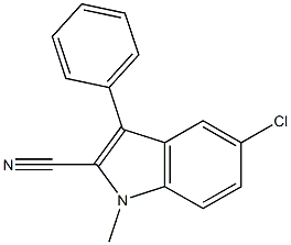 5-Chloro-1-methyl-3-phenyl-1H-indole-2-carbonitrile 结构式