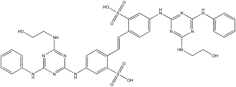 4,4'-Bis[4-anilino-6-(2-hydroxyethylamino)-1,3,5-triazin-2-ylamino]-2,2'-stilbenedisulfonic acid 结构式