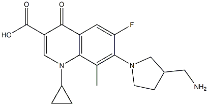 1-Cyclopropyl-6-fluoro-8-methyl-1,4-dihydro-7-[3-(aminomethyl)pyrrolidin-1-yl]-4-oxoquinoline-3-carboxylic acid 结构式