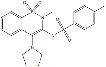 2-Methyl-3-(4-methylphenylsulfonylamino)-4-(1-pyrrolidinyl)-2H-1,2-benzothiazine 1,1-dioxide 结构式