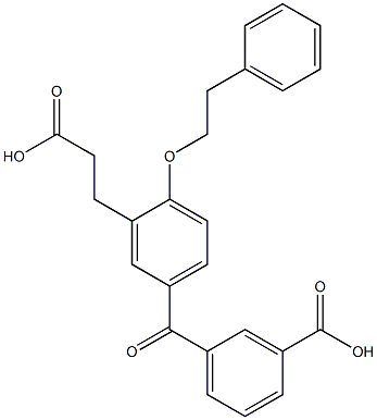 5-(3-Carboxybenzoyl)-2-(2-phenylethoxy)benzenepropanoic acid 结构式