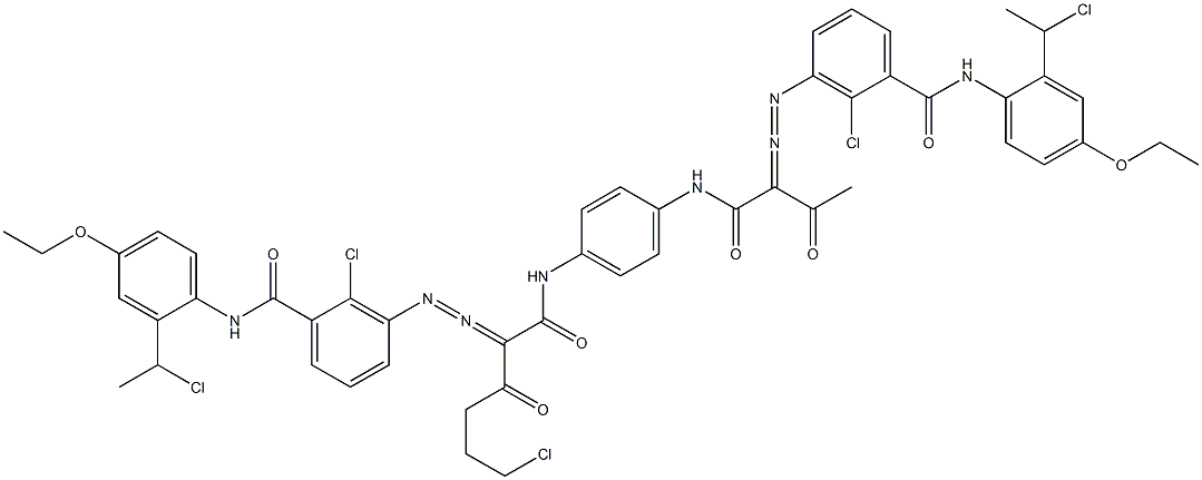 3,3'-[2-(2-Chloroethyl)-1,4-phenylenebis[iminocarbonyl(acetylmethylene)azo]]bis[N-[2-(1-chloroethyl)-4-ethoxyphenyl]-2-chlorobenzamide] 结构式