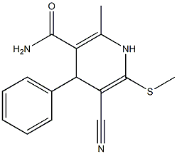 3-Cyano-1,4-dihydro-6-methyl-2-methylthio-4-phenylpyridine-5-carboxamide 结构式