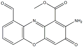 2-Amino-9-formyl-3-oxo-3H-phenoxazine-1-carboxylic acid methyl ester 结构式