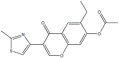 6-Ethyl-7-hydroxy-3-(2-methylthiazol-4-yl)chromone acetate 结构式