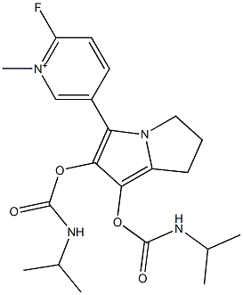 2-Fluoro-5-[[6,7-dihydro-1,2-bis(isopropylaminocarbonyloxy)-5H-pyrrolizin]-3-yl]-1-methylpyridinium 结构式