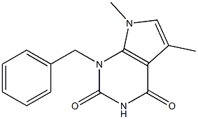 1-Benzyl-5,7-dimethyl-2,3,4,7-tetrahydro-1H-pyrrolo[2,3-d]pyrimidine-2,4-dione 结构式