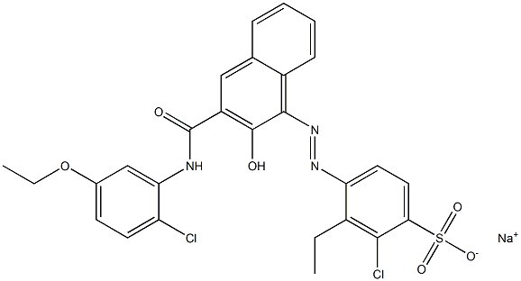 2-Chloro-3-ethyl-4-[[3-[[(2-chloro-5-ethoxyphenyl)amino]carbonyl]-2-hydroxy-1-naphtyl]azo]benzenesulfonic acid sodium salt 结构式