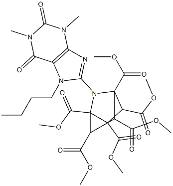 3-[[1,2,3,6-Tetrahydro-1,3-dimethyl-7-butyl-2,6-dioxo-7H-purin]-8-yl]-3-azatricyclo[2.2.1.02,6]heptane-1,2,4,5,6,7-hexacarboxylic acid hexamethyl ester 结构式