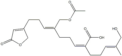 (2Z,6Z)-9-[(2,5-Dihydro-2-oxofuran)-4-yl]-6-(acetoxymethyl)-2-[(3Z)-5-hydroxy-4-methyl-3-pentenyl]-2,6-nonadienoic acid 结构式