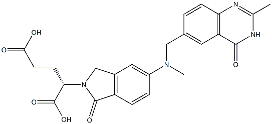 (S)-2-[[1,3-Dihydro-5-[N-methyl-N-[[(3,4-dihydro-2-methyl-4-oxoquinazolin)-6-yl]methyl]amino]-1-oxo-2H-isoindol]-2-yl]glutaric acid 结构式