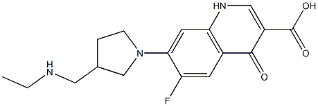 6-Fluoro-1,4-dihydro-4-oxo-7-(3-ethylaminomethyl-1-pyrrolidinyl)quinoline-3-carboxylic acid 结构式