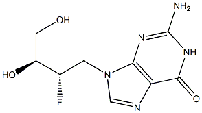 2-Amino-9-[(2S,3S)-2-fluoro-3,4-dihydroxybutyl]-1,9-dihydro-6H-purin-6-one 结构式