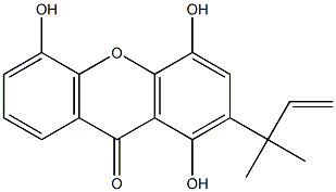 4,5,8-Trihydroxy-7-(1,1-dimethylallyl)-9H-xanthene-9-one 结构式