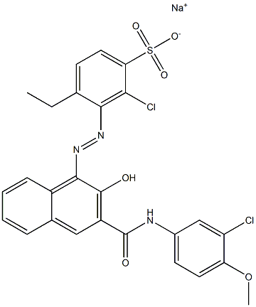 2-Chloro-4-ethyl-3-[[3-[[(3-chloro-4-methoxyphenyl)amino]carbonyl]-2-hydroxy-1-naphtyl]azo]benzenesulfonic acid sodium salt 结构式