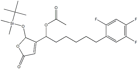Acetic acid 1-[[2,5-dihydro-5-oxo-2-(tert-butyldimethylsiloxy)furan]-3-yl]-6-(2,4,5-trifluorophenyl)hexyl ester 结构式