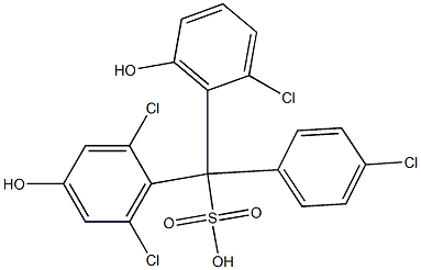 (4-Chlorophenyl)(2-chloro-6-hydroxyphenyl)(2,6-dichloro-4-hydroxyphenyl)methanesulfonic acid 结构式