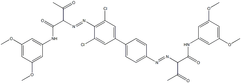 4,4'-Bis[[1-(3,5-dimethoxyphenylamino)-1,3-dioxobutan-2-yl]azo]-3,5-dichloro-1,1'-biphenyl 结构式