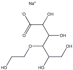 2,3,5,6-Tetrahydroxy-4-(2-hydroxyethoxy)hexanoic acid sodium salt 结构式