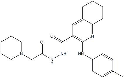 N'-[2-Piperidinoacetyl]-2-[(4-methylphenyl)amino]-5,6,7,8-tetrahydroquinoline-3-carbohydrazide 结构式