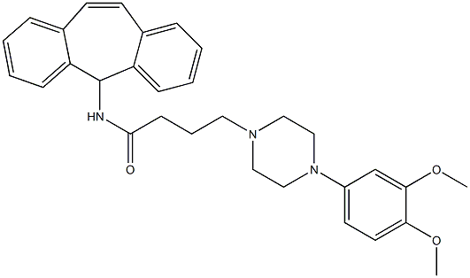 4-[4-(3,4-Dimethoxyphenyl)-1-piperazinyl]-N-(5H-dibenzo[a,d]cyclohepten-5-yl)butyramide 结构式