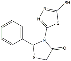 2-Phenyl-3-(5-mercapto-1,3,4-thiadiazol-2-yl)thiazolidin-4-one 结构式