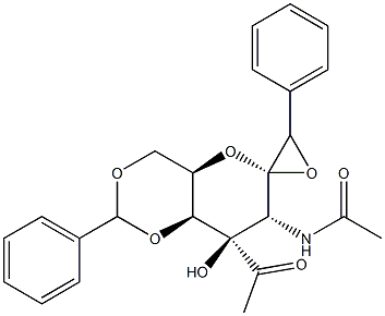 2-Acetamido-3-acetyl-4.6-di-O-benzylidene-2-deoxy-alpha-D-galactopyranose 结构式