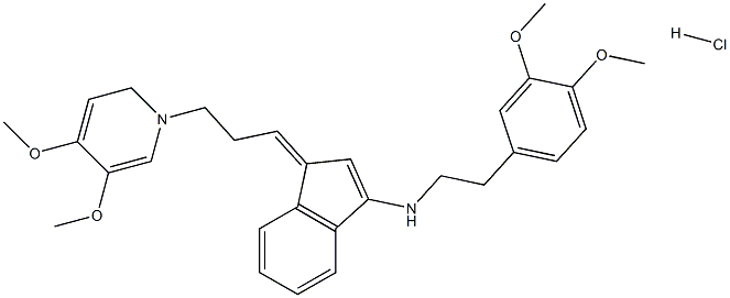 (1-(1-Aza-3-(3,4-dimethoxyphenyl)propylidene)inden-3-yl)(2-(3,4-dimethoxyphenyl)ethyl)amine, hydrochloride 结构式