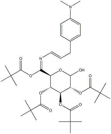 N-[(4'-Dimethylaminophenyl)-1-propenyl]imino-2,3,4,6-tetra-O-pivaloyl-D-glucopyranoside 结构式