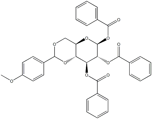 1,2,3-Tri-O-benzoyl-4,6-O-(4-methoxybenzylidene)-b-D-glucopyranose 结构式