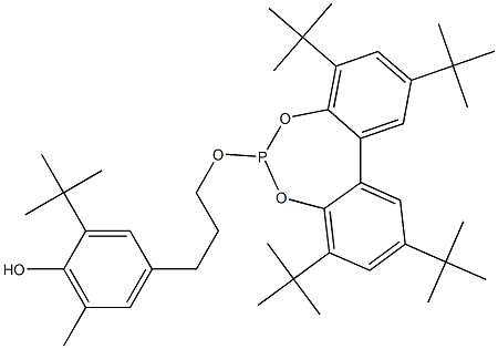 2-(1,1-二甲基乙基)-6-甲基-4-(3-((2,4,8,10-四(1,1-二甲基乙基)二苯并[D,F][1,3,2]二恶磷环庚烷-6-基)氧基)丙基)苯酚 结构式