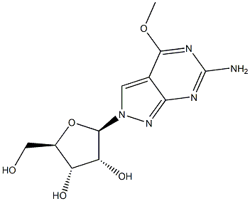 6-Amino-4-methoxy-2-(beta-D-ribofuranosyl)-2H-pyrazolo[3,4-d]pyrimidine 结构式