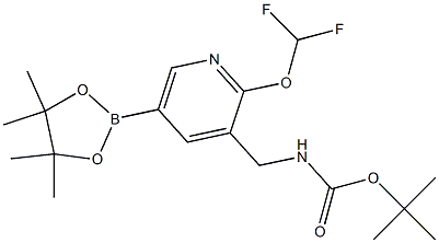 tert-butyl ((2-(difluoromethoxy)-5-(4,4,5,5-tetramethyl-1,3,2-dioxaborolan-2-yl)pyridin-3-yl)methyl)carbamate 结构式