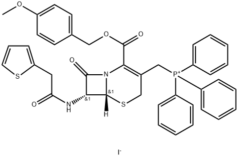 [[(6R,7R)-2-[[(4-Methoxyphenyl)methoxy]carbonyl]-8-oxo-7-[(2-thienylacetyl)amino]-5-thia-1-azabicyclo[4.2.0]oct-2-en-3-yl]methyl]triphenyl-phosphonium Iodide 结构式