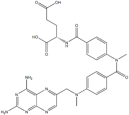 (2S)-2-(4-(4-(((2,4-diaminopteridin-6-yl)methyl)(methyl)amino)-N-methylbenzamido)benzamido)pentanedioic Acid 结构式