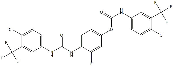 4-(3-(4-Chloro-3-(trifluoromethyl)phenyl)ureido)-3-fluorophenyl (4-Chloro-3-(trifluoromethyl)phenyl)carbamate 结构式
