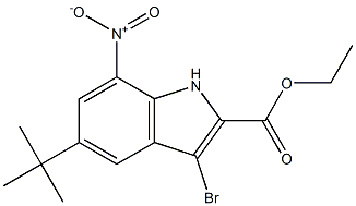 ethyl 3-bromo-5-(tert-butyl)-7-nitro-1H-indole-2-carboxylate 结构式