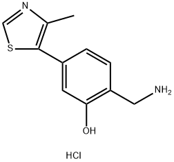 2-(aminomethyl)-5-(4-methylthiazol-5-yl)phenol hydrochloride 结构式