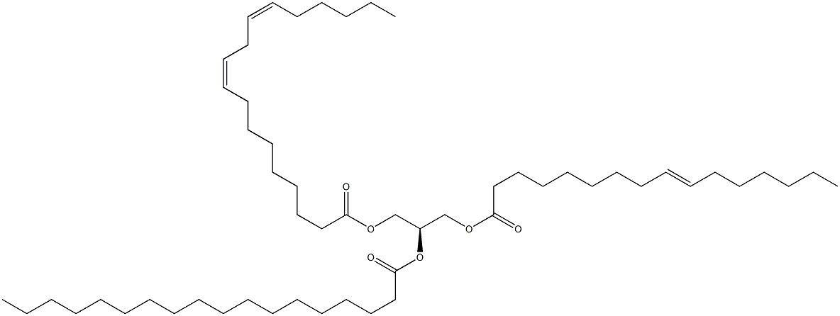 1-(9Z-hexadecenoyl)-2-octadecanoyl-3-(9Z,12Z-octadecadienoyl)-sn-glycerol 结构式