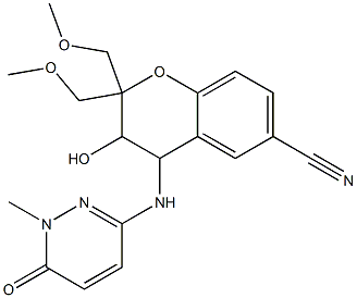 6-cyano-3,4-dihydro-4-((1,6-dihydro-1-methyl-6-oxo-3-pyridazinyl)amino)-2,2-bis(methoxymethyl)-2H-1-benzopyran-3-ol 结构式