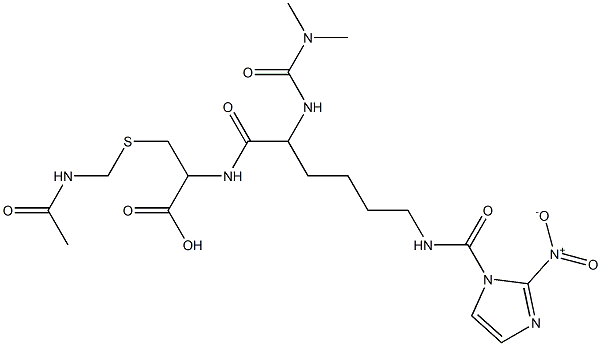 5-acetamido-2-((N,N-dimethylaminomethylamido)(((2-nitroimidazol-1-yl)methylamido)butyl)acetamido)-4-thiapentanoic acid 结构式